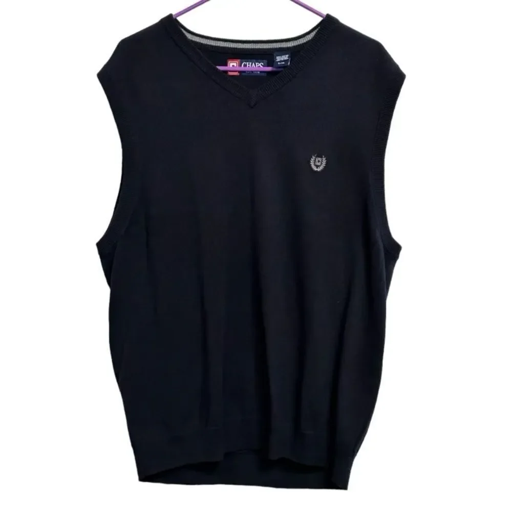 Men’s Chaps Black Sweater Vest size Large